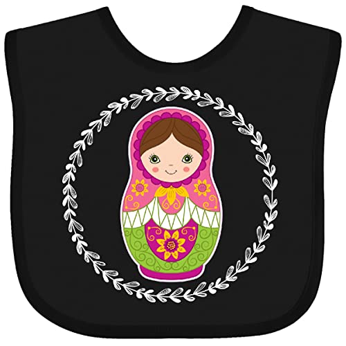 inktastic Matryoshka Russian Cute Pink Nesting Doll Baby Bib Black 33cac