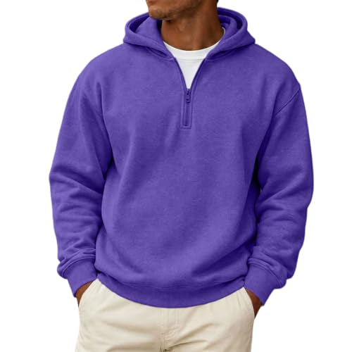 Mens Zip Up Hoodie Fleece 1/4 Zip Big and Tall Classic Lightweight Hoodie
