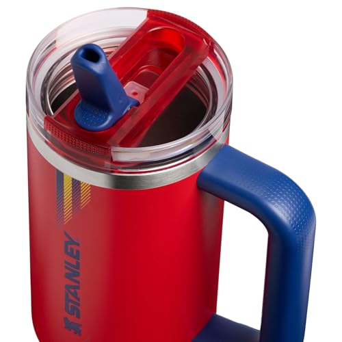 Image of STANLEY Quencher ProTour Flip Straw Tumbler with Leakproof Lid, 30 oz | Built-in Straw and Handle | Cup Holder Compatible for Travel | insulated Stainless Steel Cup | BPA-Free | Team Red Dark Blue