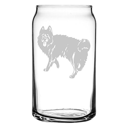 Black Norwegian Elkhound Dog Personalized Custom Etched All Purpose 16oz Can Glass