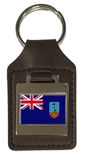 Porte-clés en cuir gravé drapeau Montserrat : artisanat et cuir véritable
