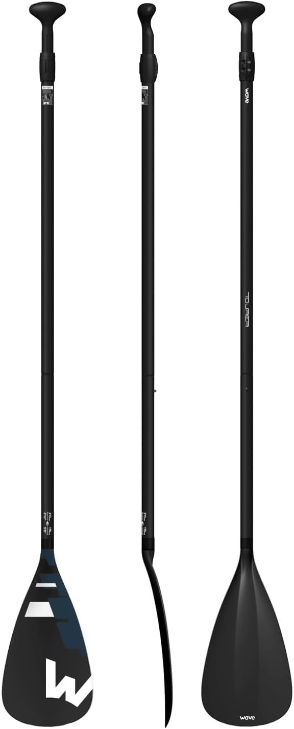 Wave Aluminium Paddle | 3 Piece Adjustable Paddleboard Paddle | Lightweight & Durable SUP Paddle for All Skill Levels | Black/Navy
