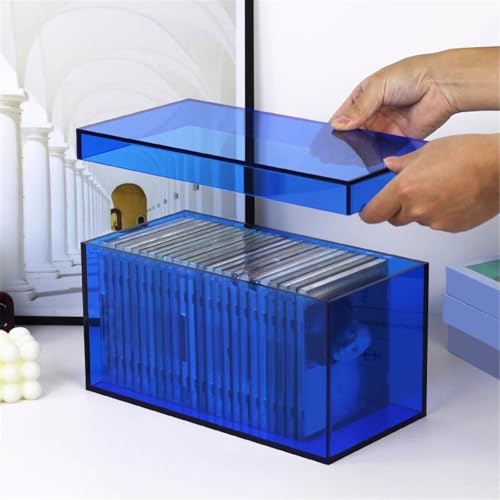 Caja de almacenamiento rectangular de acrílico con tapa para organizar colecciones de discos CD 6
