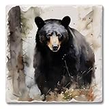 Thirstystone Black Bear Single Tumbled Tile Coasters 4" Square Manufactured in The USA Create Your Own Collection