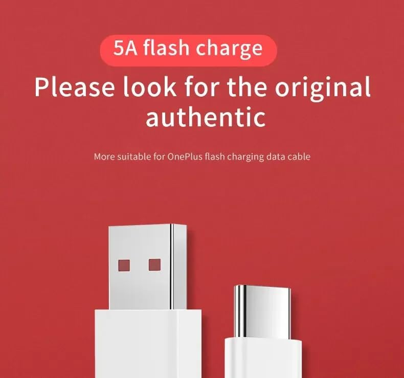 Image of One plus 65W Charging Cable USB to Type C Warp Charger /Dash Fast Charge Cable Compatible for Oneplus 8R,8T Charge Cable for 6 /6T7 /7T,Nord (Oneplus 65w Cable)