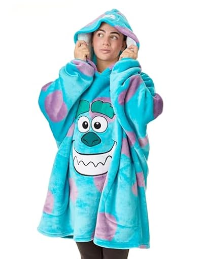 Disney Monsters Inc Sudadera con Capucha y Manta portatil Unisex | Sudadera con Capucha para Adultos en Azul con Cara del Personaje Sulley y Patron de Piel | Ya disponible en tu tienda friki favorita! En mundofriki.es!