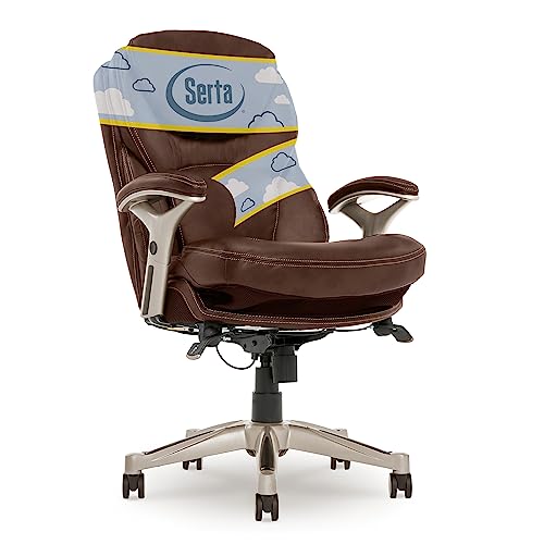 Serta Ergonomic Executive Office Chair Motion Technology Adjustable Mid Back Design With Lumbar Support, Chestnut Bonded Leather #TOP22