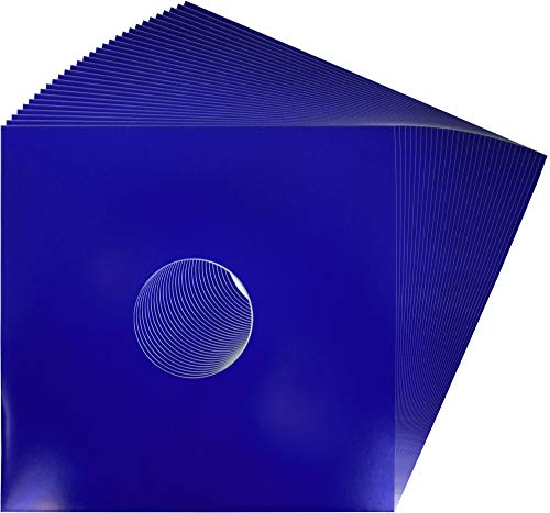 (25 Pack) 12 inch LP Blue Record Jacket Covers - with Hole to View Center Label - Protect Your Vinyl #12JWBLHH
