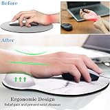 WAVEYU Ergonomiczna podkładka pod mysz z podparciem nadgarstka, dekoracyjna podkładka pod mysz dla kobiet antypoślizgowa gumowa podkładka pod mysz na biurko laptop gamingowe komputery robocze łatwe pisanie i łagodzenie bólu, biały marmur