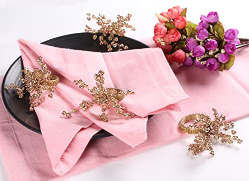 Homebia Designs Decorative Pearl Metal Napkin Ring - Set Of 12 - Floral Serviette Napkin Rings Perfect For Party Decoration, Thanksgiving Christmas Wedding Family Gatherings Party - Copper Gold #TOP3