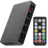 GSCOLER 10-Port ARGB & PWM Fan Hub Controller - Magnetic Mount 5V/3PIN RGB PC Fan Hub with Wireless Remote, Chassis Key Control & SATA Power - Support 10 PWM Case Fans Splitter & ARGB Lighting Devices