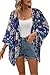 Olrain Women's Floral Print Sheer Chiffon Loose Kimono Cardigan Capes Blue Small