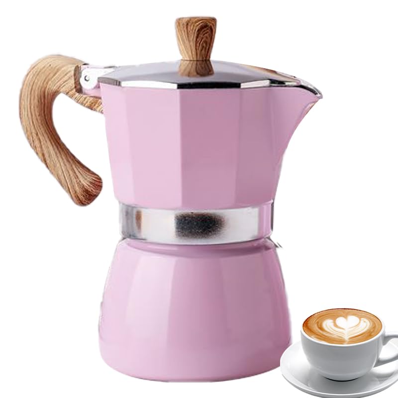 Cafetera espresso para estufa, aluminio con anillo de silicona grueso extraíble y mango antideslizante, fácil de usar y limpiar, perfecta para moka, café cubano, capuchino, latte