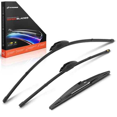 A-Premium 26"/20"/12" Windshield Wiper Blades Compatible with Toyota Highlander & Hyundai Palisade & Lexus GX460 - Front Rear Wipers Blade Set for Hook/RL2, with Wear Indicator & Towel (Pack of 3)