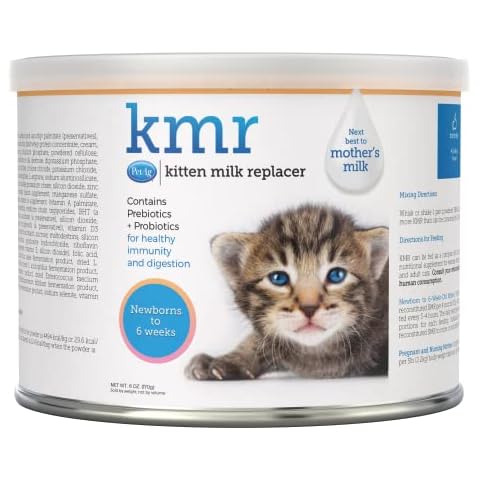 PetAg KMR Kitten Milk Replacer Powder - Prebiotics and Probiotics - Newborn to Six Weeks - Kitten Formula - 6 oz Cover