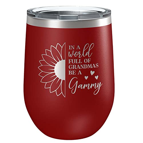 In A World Full Of Grandma's Be A Gammy Stainless Steel Tumbler With Lid | Vacuum Insulated Mug | Engraved Gift For Christmas, Birthday, Mother's Day, Any Occasion From Grandchild (Red) #TOP6