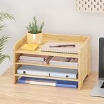 Organisateur de bureau de bambou Porte-poste Convertisseur de classeur de fichiers pour trieur de lettres de bureau Stockage de fichiers papier pour les fournitures de bureau à domicile (naturel, moyen)