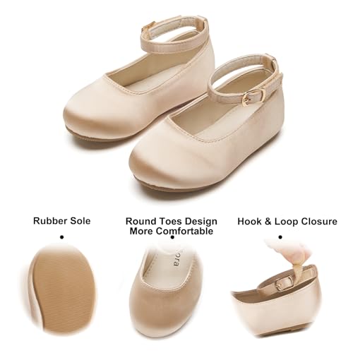 Image of Felix & Flora Girls Toddler Little Ballet Shoes - Flower Girls Mary Jane Flats Dress Shoes Party Wedding