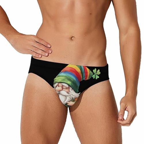 St. Patricks Day Gnome Weed Men's Swim Brief Sexy Bikini Swimwear Swimsuit Trunks Bathing Suits