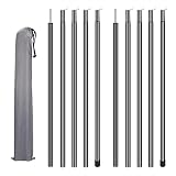 NAKIHOUSE Zeltstangen Teleskopstange Verstellbare Zeltstangen Edelstahl Camping Stangen Zeltstangen-Ersatz 42-190 cm 2 Sätze mit Aufbewahrungstasche für Zelt Tarp Markise Sonnensegel, Schwarz