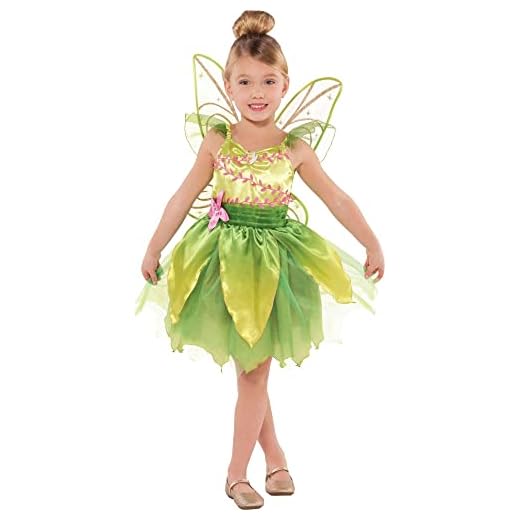 Costumes USA Classic Tinker Bell Halloween Costume for Girls, Peter Pan, Medium (8-10), Includes Dress and Wings