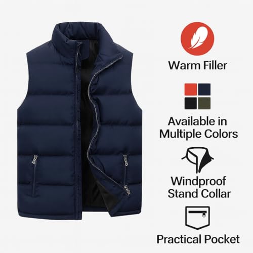 Abrigo Hombre Invierno Plumas Chalecos Acolchados Gilet de Invierno Cálido Abrigo Hombre Plumas Ultraligero Chaqueta Sin Mangas Chaleco Deportivo rojo 3XL - imagen 5