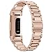 SHANGPULE Compatible with Fitbit Charge 3 / Fitbit Charge 4 / Fitbit Charge 3 SE Bands for Men Women, Waterproof, Comfortable, Stainless Steel Metal Replacement Strap WristBand Large Small(Rose Gold)