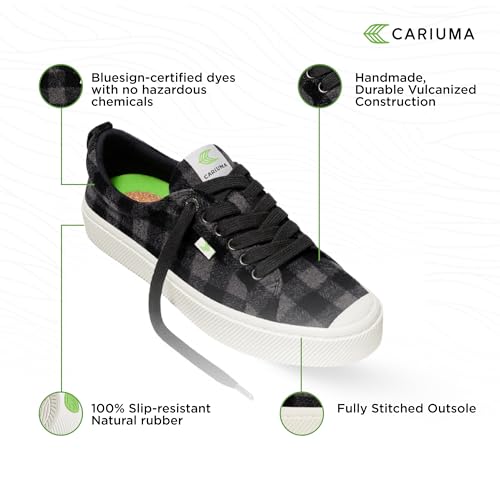 OCA Low Plaid Sneakers, Comfortable Shoes for Men, Lightweight & Sustainable, Versatile Casual Footwear with 100% Vegan Insoles, Rubber4