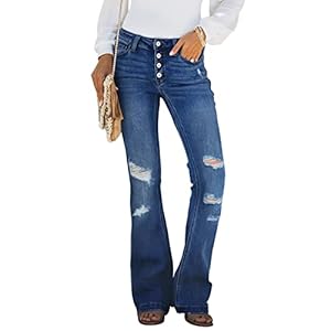 Sidefeel Women’s High Waisted Bell Bottom Bootcut Jeans Flared Wide Leg Denim Pants