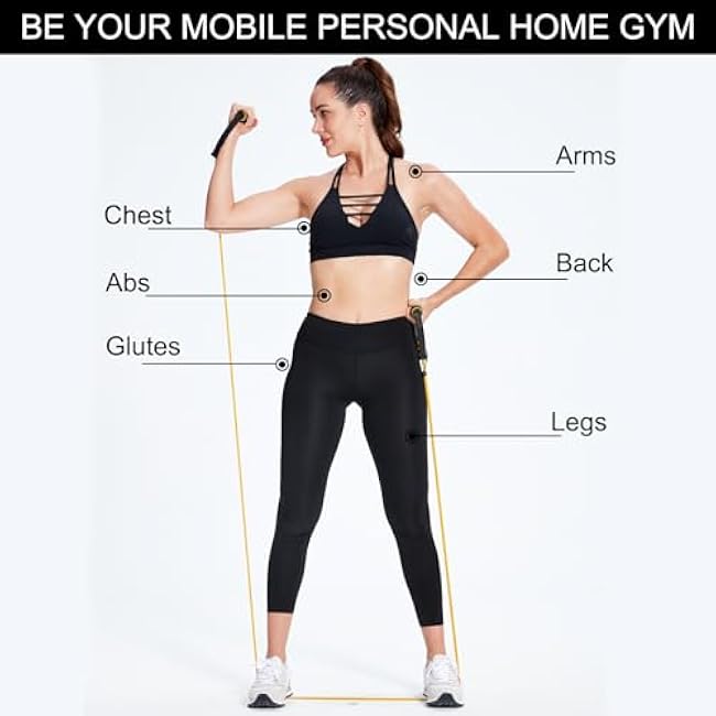 Resistance Bands with Handles, Exercise Resistance Bands, Workout Bands with Door Anchors, Adjustable Length, for Resistance Training, Physical Therapy, Home Workouts