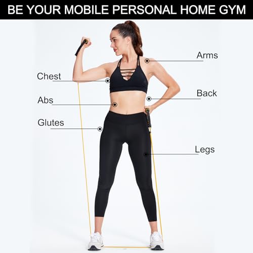 Image of ZHIAMZ Resistance Band with Handles and Door Anchor, Adjustable Exercise Tube Band for Physical Therapy, Strength Training, Pilates and Home Workouts