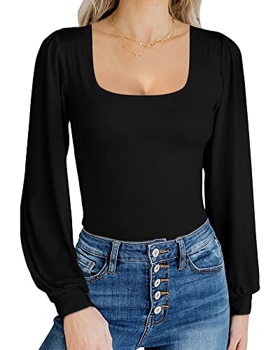 Image of Mangopop Women' Surplice Ruched Plunge Neck Deep-V Long Sleeve Bodysuit Jumpsuits