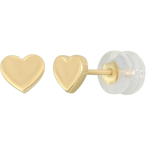 14K Yellow Gold Small Heart Stud Earrings