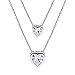 B.Catcher 925 Argento sterling zircone cubico Doppio strato Cuore Brillante Catenina Collana