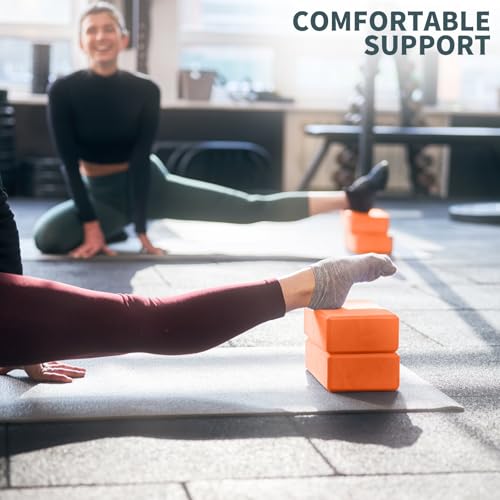 Image of Yoga Blocks 2 Pack, 9x6x3in Pilates Block, Non-Slip Foam Brick for Exercise