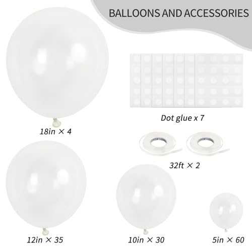 Image of RUBFAC 129pcs Clear Balloons Different Sizes 18 12 10 5 Inches for Garland Arch, Transparent Balloon for Birthday Baby Shower Wedding Party Decoration
