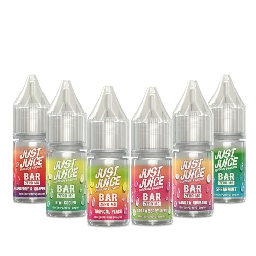 Just Juice Superior E-Liquids Bar Saltfill Vape Liquid Variety Sample Pack - 6 Fruit & Mint Flavours - 6 x 10ml Bottles 60/40 0mg e-Liquid Nicotine Free