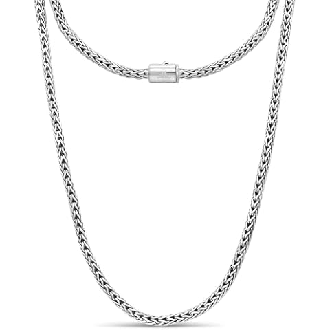 DEVATA Sterling Silver 925 Bali Dragon Bone Tulang Naga 4mm Round Chain Necklace Women Men DBT5240A (22" Length) Cover