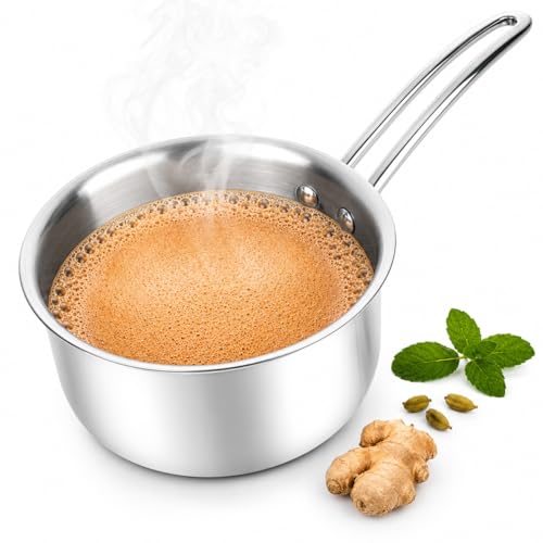 Image of PANCA Stainless Steel Saucepan for Milk, Tea & Coffee | Multipurpose Tea Pan & Milk Boiler for Gas & Induction Cooktop | Heavy Duty Cooking Pot with Comfortable Handle (2 litres)