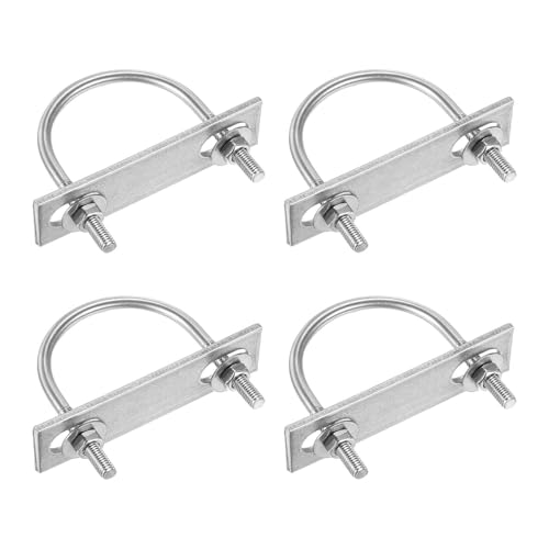 Image of DTGN M6x51x71mm U Bolts Round Kit - 4Set - 304 Stainless Steel U-Bolt Kit with Nuts, Washers, Frame Plate - Good for Pipe, Trailer, Automotive, Leaf Spring Fastener