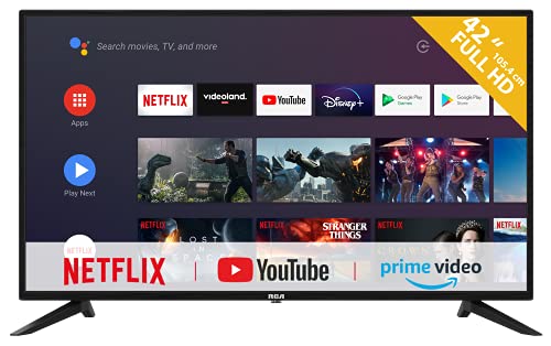 RCA RS42F2 Android TV 106cm (42 Pulgadas) Smart TV con Asistente de Google, Chromecast, Netflix, Youtube, Prime Video, Disney+, HDMI, USB, WiFi, Bluetooth, Triple Sintonizador (DVB-C/-T2/-S2)