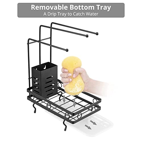 Homgen Sink Caddy Sink Sponge Holder, Popular Kitchen Sink Caddy Organizer Sponge Holder With Drain Pan For Kitchen Bathroom,For Sponge Brush Soap Dish Dishcloth Rack,Freestanding Or Wall-Mounted #TOP4