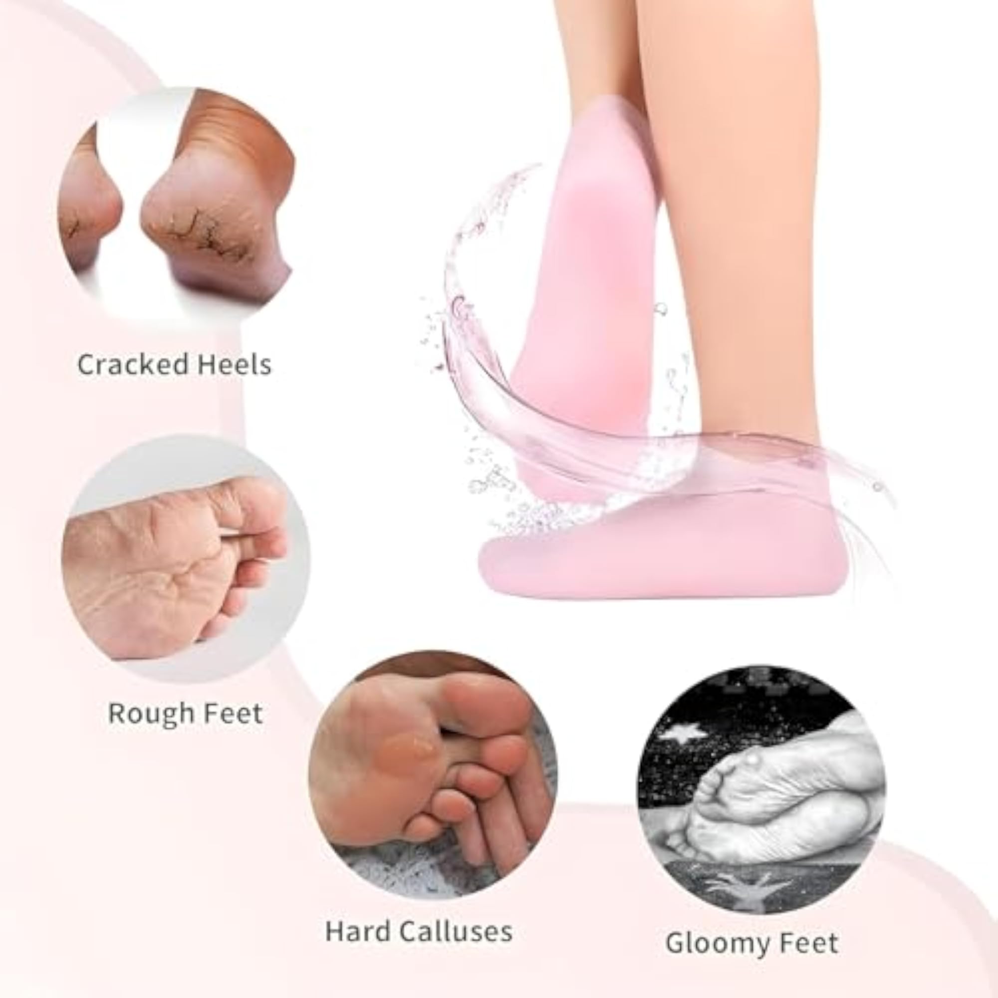 Silicon Heel Socks for Cracked Feet, Moisturizing Gel Socks