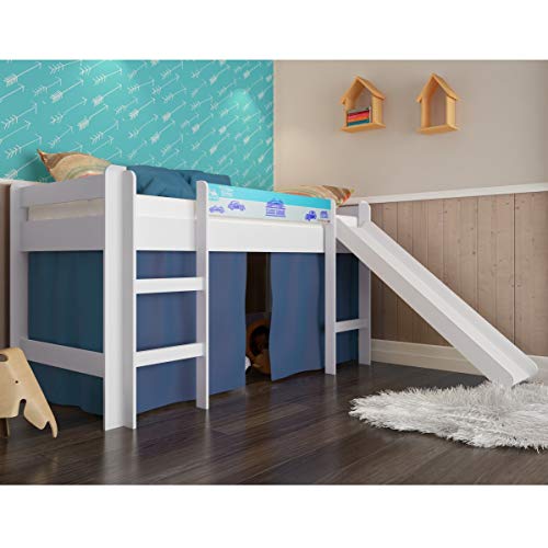Cama elevada com escorregador Completa - Azul