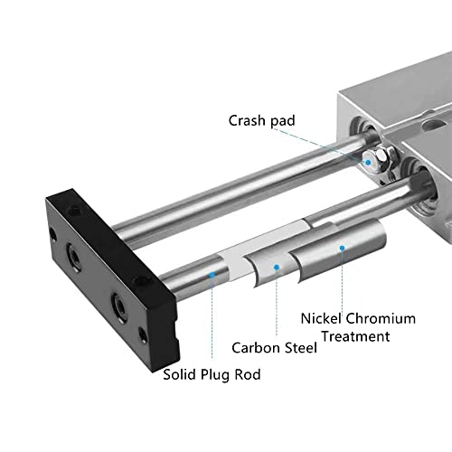 Heavy Duty 20Mm Bore, 25Mm Stroke, Double-Rod Aluminum Pneumatic Air Cylinder Dual Shaft Air Pneumatic Cylinder, Tn20-25 #TOP2