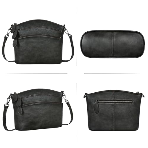 Image of HESHE Crossbody Bags for Women Genuine Leather Purses with Multi-Pockets Vintage Ladies Small Shoulder Satchel Bag