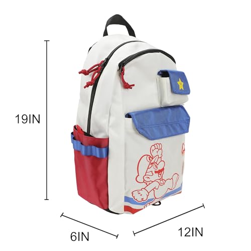Super Mario Bros Mario Jump Pose 19" White Backpack4