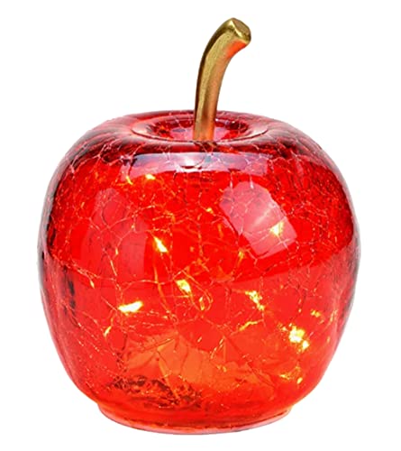 Wurm Dekoleuchte Apfel (XS) Glas, rot, Apfel Lampe mit LED Lichterkette, Dekolampe, Tischleuchte, Apfellampe