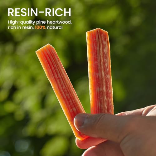 Ferro Rod Companion,High Resin Fatwood Fire Starter 4 Sticks,Waterproof Natural Tinder for Flint, Survival Gear Kit for Hiking, Camping, Bushcraft, Emergency Supplies - Image 4