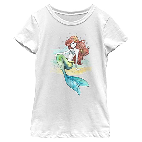 T-shirt Disney Ariel fille imprimé artistique aquarelle douce